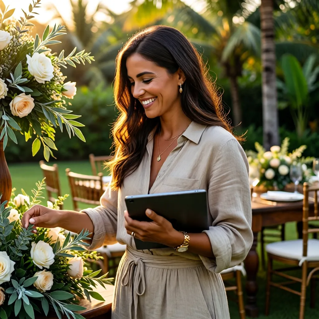 Wedding planner profesional organizando una boda