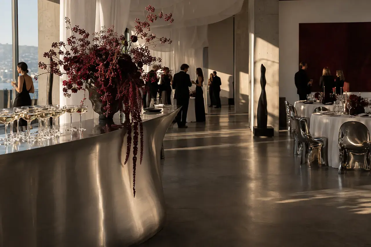 Cena de marca en una galería contemporánea